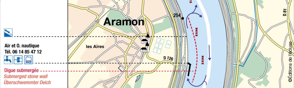 Emplacement de la halte d'Aramon et accès aux pontons 