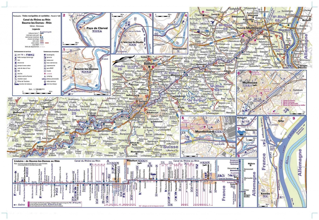 Carte fluvestre du canal du Rhône au Rhin