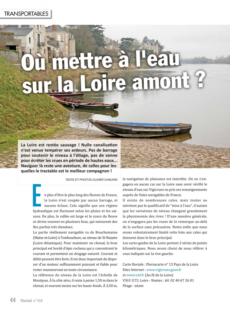Où mettre à l'eau sur la Loire amont - Fluvial N°312