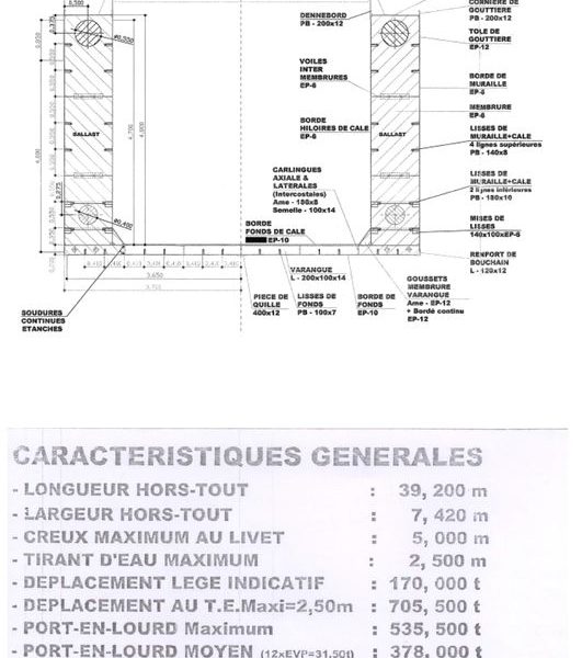 Barges de 39M X 7M42 ideal projet commercial / loft / Ponton ou Dock flottant